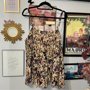 Challis Floral Long Sleeve Cold Shoulder Smocked Blouse